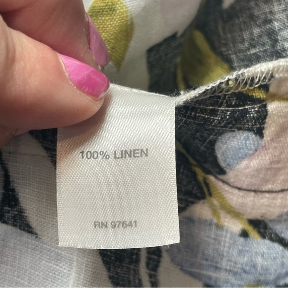 J. Jill Love Linen Floral Sleeveless Shift Dress V-Neck Medium Wedding Guest EUC - Picture 9 of 13